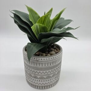 Artificial Green Plant in Textured Pot Faux Succulent Home Decor Tabletop Accent